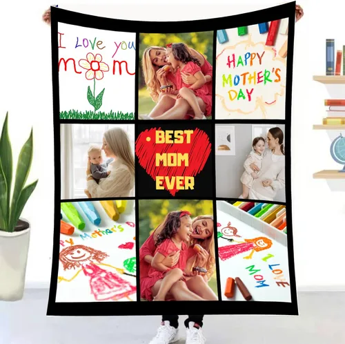 Vista 9 de Manta personalizada con foto y texto personalizado, manta para papá con imágenes de regalo para bebés, amigos, amantes y mascotas, manta