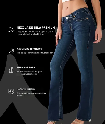 Vista 4 de True Religion Jeans Becca de tiro medio para mujer Indigo Upgrade