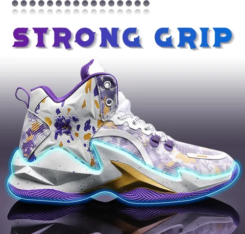 Vista 5 de Promenie Zapatos de baloncesto para hombre, antideslizantes, transpirables, para exteriores, zapatos de entrenamiento de graffiti de moda