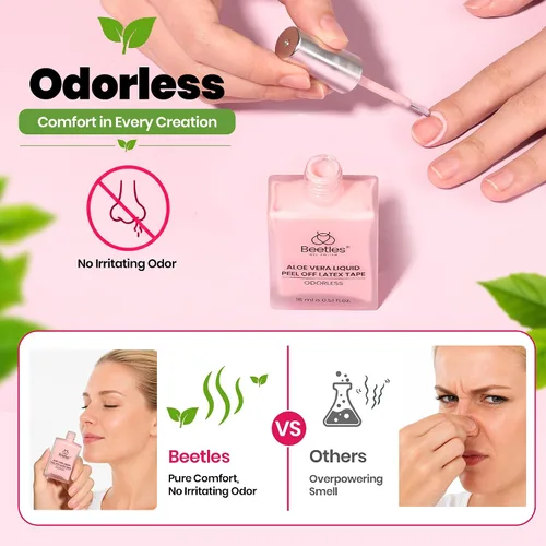 Vista 3 de Beetles - Látex líquido sin olor para uñas, 0.5 onzas líquidas, color rosa Látex líquido rosa para uñas inodoro