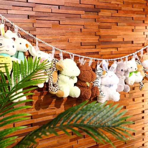 Vista 4 de Yalikop 2 unidades de cadena de almacenamiento de animales de peluche colgante organizador de animales de peluche con 40 clips de plástico de 79
