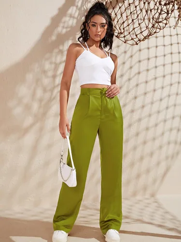 Vista 5 de Floerns Pantalones largos de entrenamiento de cintura alta para mujer