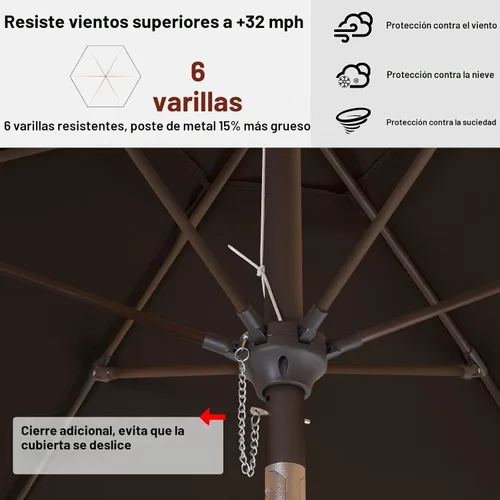 Vista 6 de ABCCANOPY 7.5FT Patio Umbrella Outdoor 6 RibsTable Umbrella(Brown)