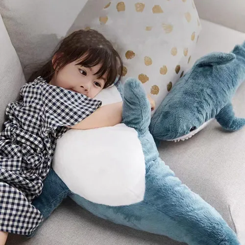 Vista 4 de XIYUAN Almohada de peluche de tiburón de 23.6 pulgadas, almohada de tiburón suave y linda, almohada de juguete de tiburón grande, almohada