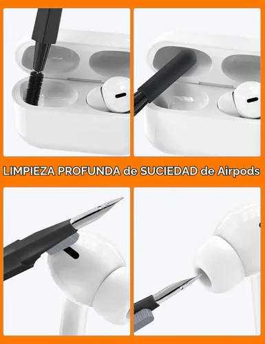Vista 3 de Tounee Kit limpiador de teclado, kit de limpieza electrónica con cepillo grande retráctil, portátil, kit de herramientas múltiples 20 en 1 para Negro