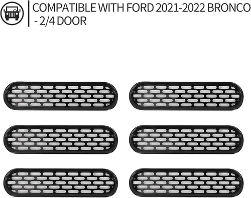 Vista 4 de Kit de 6 piezas de rejilla de malla para parrilla delantera, marco de cubierta, para Ford Bronco 2021-2024 de 2/4 puertas, accesorios exteriores