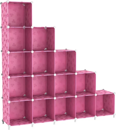 Vista 13 de UNKU Organizador de almacenamiento de cubos, 3 cubos organizadores de armario, estantes de almacenamiento, estantería apilable para bricolaje