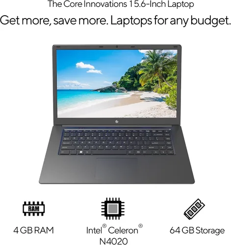 Vista 3 de 15.6" Full HD Intel 4GB RAM 64GB SSD Laptop con Windows 11 - Negro