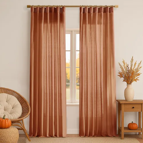 Vista 42 de XTMYI - Cortinas transparentes de 54 pulgadas de largo, juego de 2 paneles para baño, cortinas cortas de lino y algodón con semi privacidad