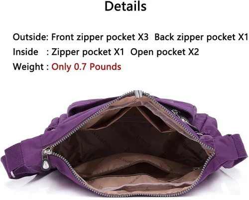 Vista 5 de MINTEGRA Bolso cruzado para mujer, bolso de hombro impermeable de nailon, bolsillo ligero