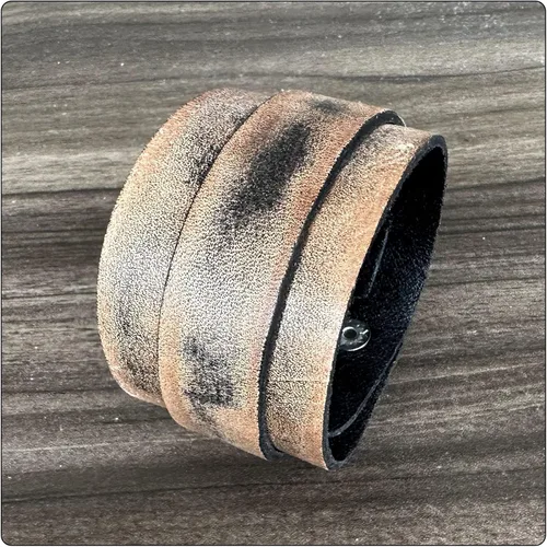 Vista 7 de Pulseras de cuero anchas punk vintage