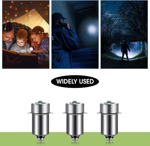 Vista 6 de Honoson 3 piezas 3-6v bombilla LED bombilla de repuesto 3w dc3v P13.5s LED linterna reemplazo