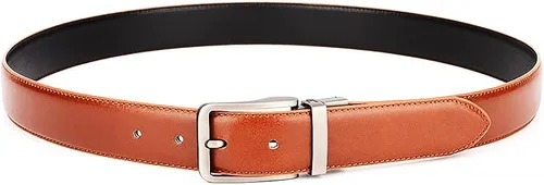 Vista 5 de thuizen Cinturón reversible de cuero genuino hecho a mano para hombre, color marrón