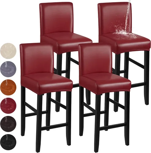 Vista 17 de YISUN - Fundas para taburete de bar, mezcla de forro polar elástico y poliéster, lavables y removibles, para taburete de bar y silla alta, con Beige