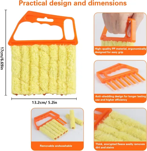 Vista 2 de Juego de 4 herramientas de limpieza veneciana para ventanas con 7 dedos 4 unidades - naranja
