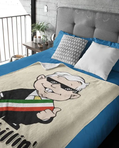 Vista 4 de MEXICANDOO AMLO - Manta de terciopelo con estampado de dibujos animados Amlito en un lado, manta ligera de felpa (Frazada de AMLO Cobija), tamaño 50