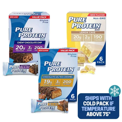 Vista 12 de Barras de proteína pura, chispas de chocolate masticable, chocolate de lujo, mantequilla de maní y chocolate, caja de 6-3 cajas, 1 caja de cada sabor