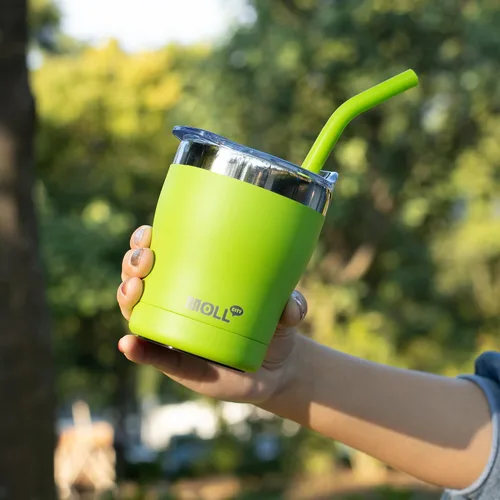 Vista 8 de Taza para niños Mollcity - Vaso de 9 oz con tapa y pajita de acero inoxidable, vaso aislado al vacío de doble pared para niños, a prueba