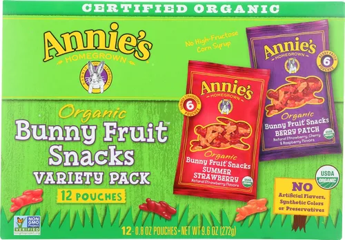 Vista 34 de Bocadillos Orgánicos Building Blocks de Annie's con Sabor a Fruta, Sabores de Frutas Variados, Sin Gluten, 10 Bolsas, 7 oz Formas de bloques