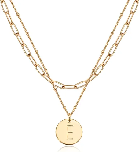 Vista 28 de Valloey Rover - Collares con inicial para mujer, chapado en oro de 14 K, con letra redonda, dije de disco de moneda de doble cara, grabado de la A a