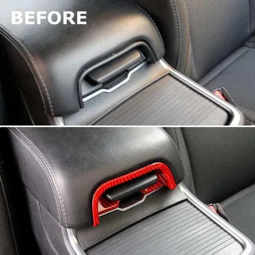 Vista 5 de crosselec Reposabrazos de fibra de carbono rojo con mango de caja de tazón, accesorios de decoración interior para Dodge Charger 2011-2021/Chrysler