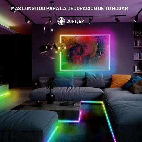 Vista 6 de la MAZORCA elegante IC de las luces de tira de los 20FT LED, color 24V que cambia las luces LED del RGB for Bedroom with RF Remote Smart App