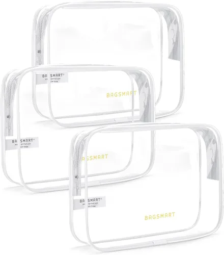 Vista 8 de BAGSMART Neceser transparente con asa, paquete de 2 unidades, aprobado por Negro Absoluto