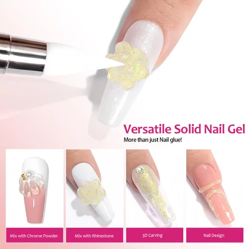Vista 3 de Gel de uñas 3D 5 en 1, manos antiadherentes, 0.71 onzas de gel transparente para tallar, moldear y pintar diseños de arte de uñas, pegamento