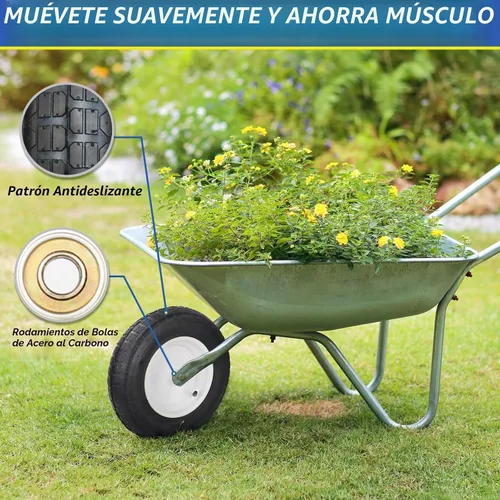 Vista 4 de GICOOL Neumático de goma para carretilla, rueda neumática de 14 pulgadas, cubo centrado de 3"-6", rodamientos de bolas de 5/8" y 3/4", repuesto