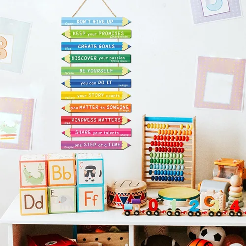 Vista 15 de Colorida calcomanía de pared inspiradora, citas motivacionales, calcomanías de pared con texto positivo para aula, diseño de lunares extraíbles