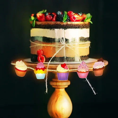 Vista 5 de VIHOSE - Guirnalda de 20 luces LED para cupcakes, 10 pies, funciona