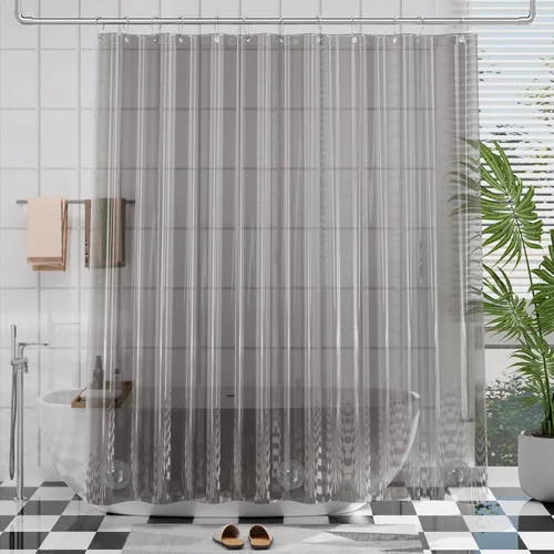 Vista 24 de AmazerBath Cortina de ducha larga de 36 x 84 pulgadas, cortina de ducha transparente de PEVA grueso resistente, cortina estrecha con 2 piedras