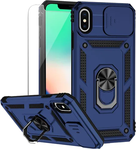 Vista 16 de M MAIKEZI Funda para iPhone X/iPhone Xs con cubierta para lente de cámara, protector de pantalla HD, protección contra caídas de grado militar