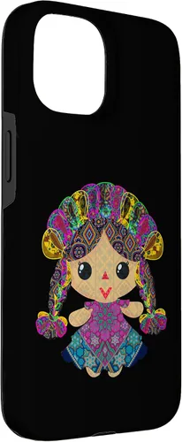 Vista 3 de iPhone 15 muñeca mexicana, maria, mazahua arte huichol, lele, caso
