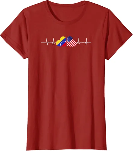 Vista 7 de Camiseta Venezuela American Heartbeat para mujer, Negro, S
