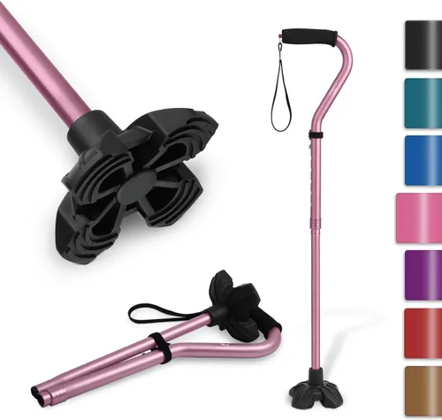 Vista 10 de KINGGEAR F1 Bastón de caminar, bastón para mujeres y hombres, andadores que se mantienen de pie para personas mayores con correa para la muñeca