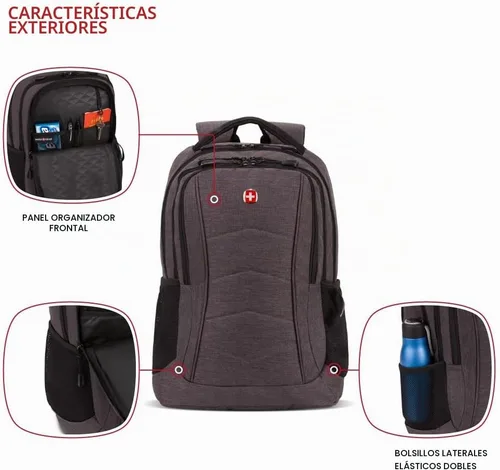 Vista 3 de SwissGear 5668 Mochila para portátil, gris oscuro jaspeado, 18.25 pulgadas