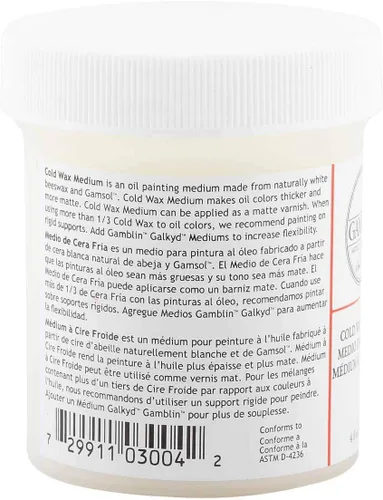 Vista 3 de Gamblin Artist Colors Cold Wax Pintura al óleo Medio Claro 4oz tarro