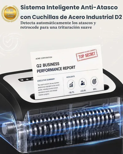 Vista 2 de VidaTeco - Trituradora de papel para hogar/oficina, 14 hojas, 60 minutos, corte micro con cuchilla patentada en EE. UU., tritura