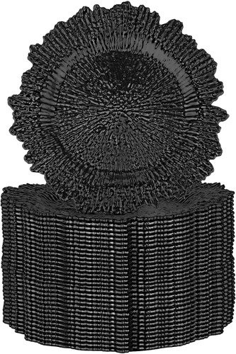 Vista 8 de Juego de 32 bajoplatos Reef para mesa de cena, bandeja de servicio, bajoplatos florales de plástico decorativos para decoración de mesa, para bodas