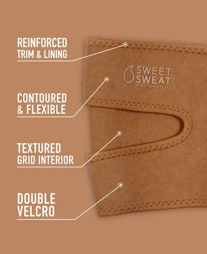 Vista 2 de Sports Research - Recortadores de muslo tonificados Sweet Sweat para hombres y mujeres Aumenta el calor y el sudor en los muslos (arcilla, pequeño)
