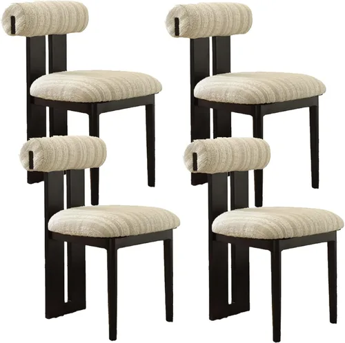 Vista 17 de Juego de sillas de comedor de madera, sillas de comedor tapizadas, silla de cocina con patas de silla de madera maciza, para restaurantes, salas
