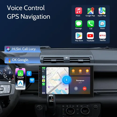 Vista 4 de Haudio Estéreo inalámbrico de doble DIN de 7 pulgadas con Carplay y Android Auto, Bluetooth, canal RCA, cámara de respaldo, SWC, FM/AM, pantalla