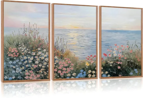 Vista 19 de CHDITB Juego de arte abstracto en lienzo enmarcado moderno para pared, ilustraciones contemporáneas para decoración del hogar, pintura de pared