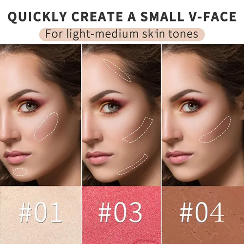 Vista 3 de Palitos de contorno en crema, 3 unidades, iluminador, bronceador, rubor, contorno de maquillaje facial, lápiz bronceador, crema para mejillas, rubor