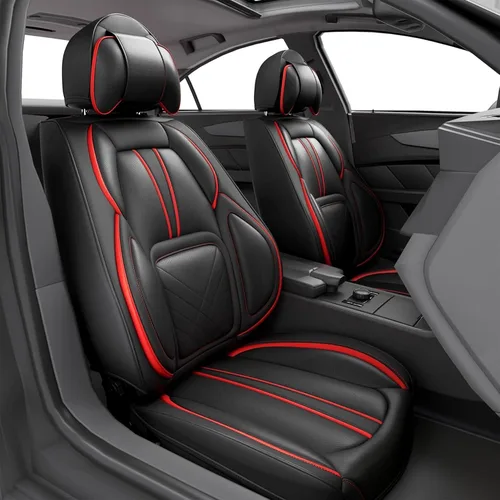 Vista 12 de ASLONG 5 piezas 2025 Fundas para asientos delanteros y traseros de auto, accesorios para interior de auto con cuero de napa impermeable para autos