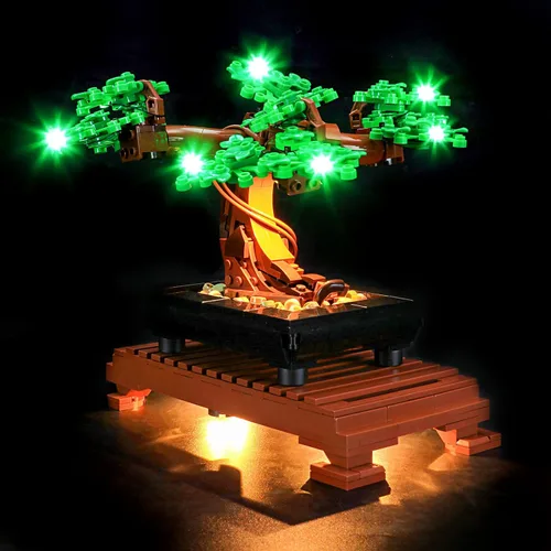 Vista 2 de YEABRICKS Kit de luz LED para Lego – Creator Expert Bonsai (verde) modelo de bloques de construcción, juego de luces LED compatible con 10281