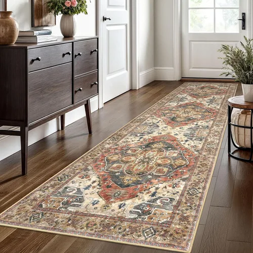 Vista 107 de SIILOOM Alfombra lavable de 2 x 3 pies, alfombra suave color taupe ceniza para entrada, tapete antideslizante para puerta de interior, tapete