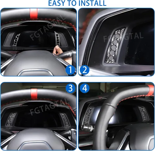 Vista 5 de Adhesivo suave de fibra de carbono para panel de instrumentos, compatible con Chevrolet Corvette C8 2020-2025, accesorios adhesivos para panel