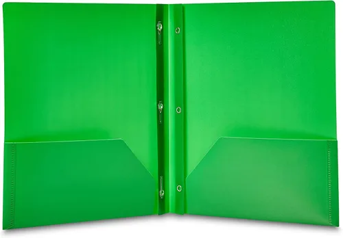 Vista 3 de Amazon Basics Carpetas de plástico coloridas resistentes con 2 bolsillos para papel tamaño carta, paquete de 12, colores surtidos